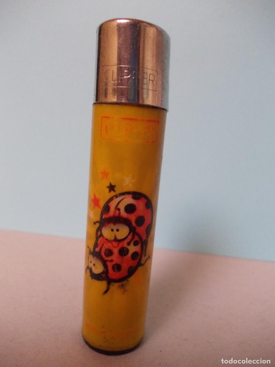 Lighters: Mechero Clipper original encendedor piedra dibujo mariquita amarillo estrellas descatalogado