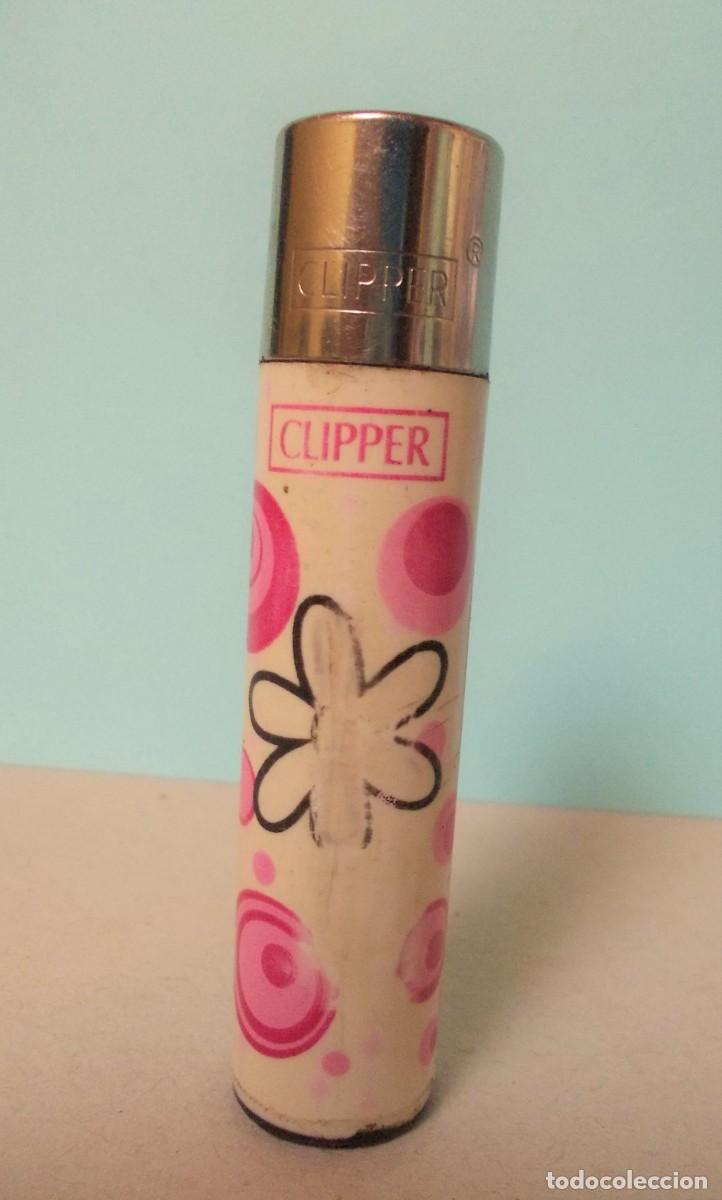 Briquets: Mechero Clipper original encendedor piedra dibujo flor rosa circulos retro descatalogado