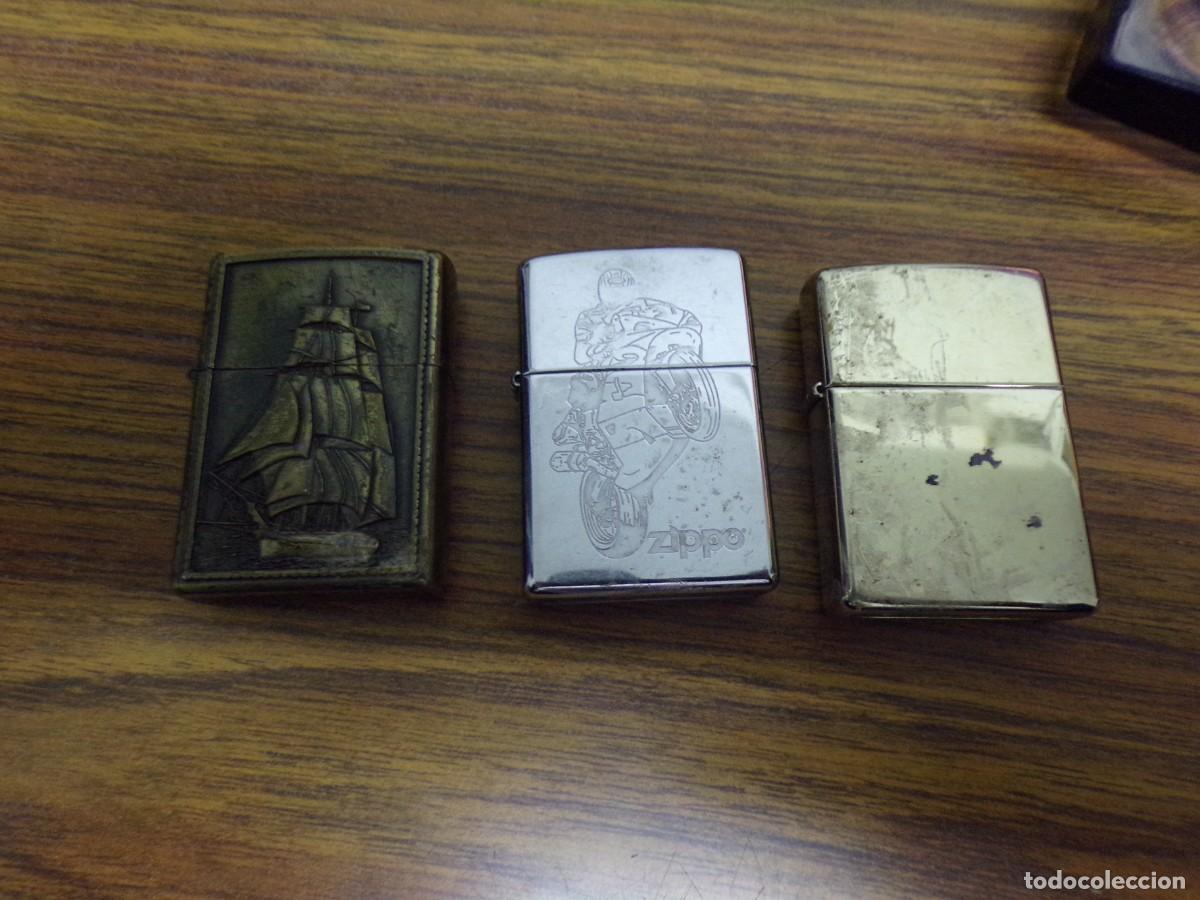 Mecheros: tres mecheros encendedores 2 zippo uno grabado con motorista