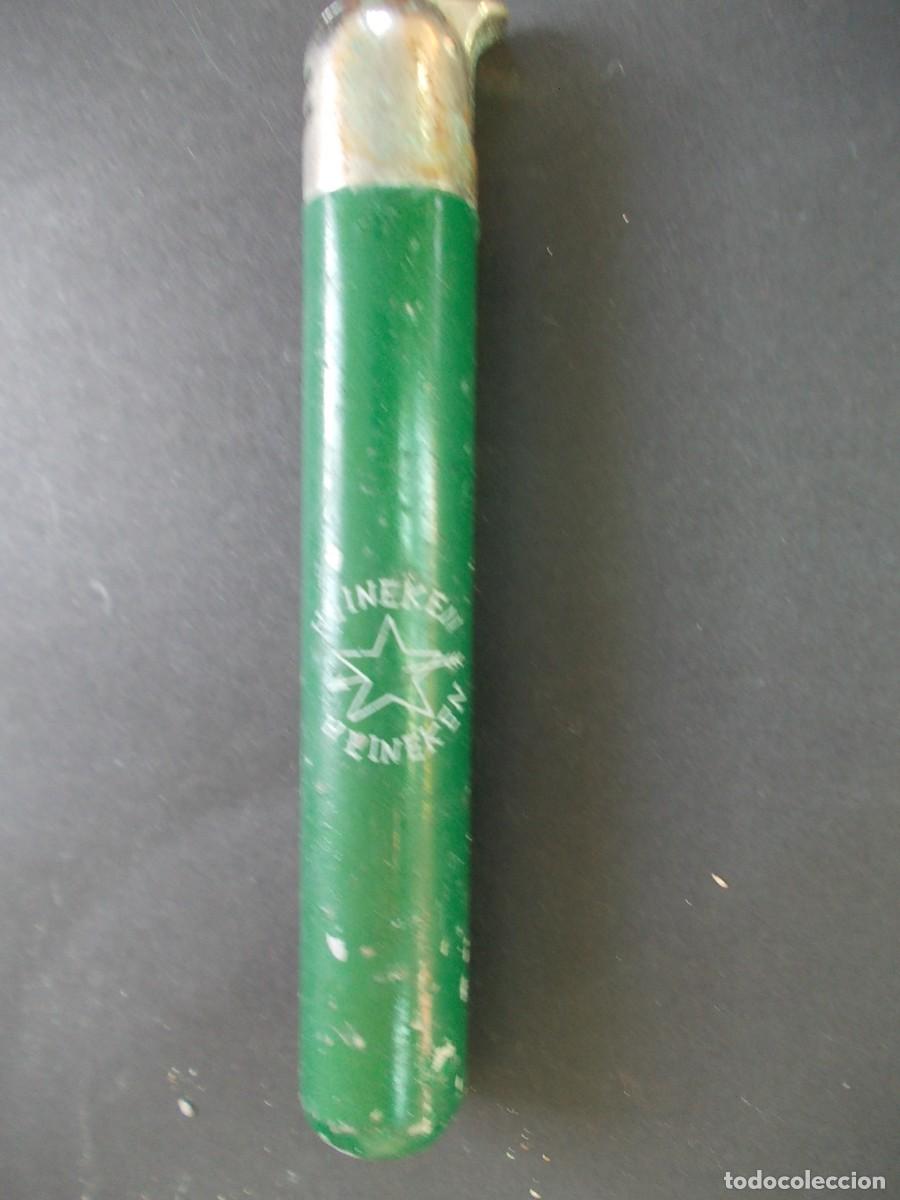 Lighters: Encendedor Mechero Chispero Publicidad Cerveza Heineken Verde Metalico Tubo Alargado Gas Recargable