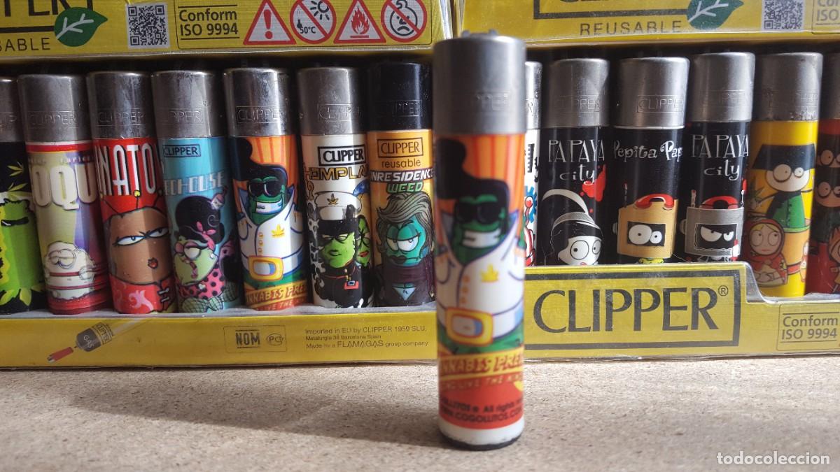 Mecheros: Mechero/encendedor Clipper lighter colecci&oacute;n Cogollitos. Cannabis Presley, parodia Elvis..