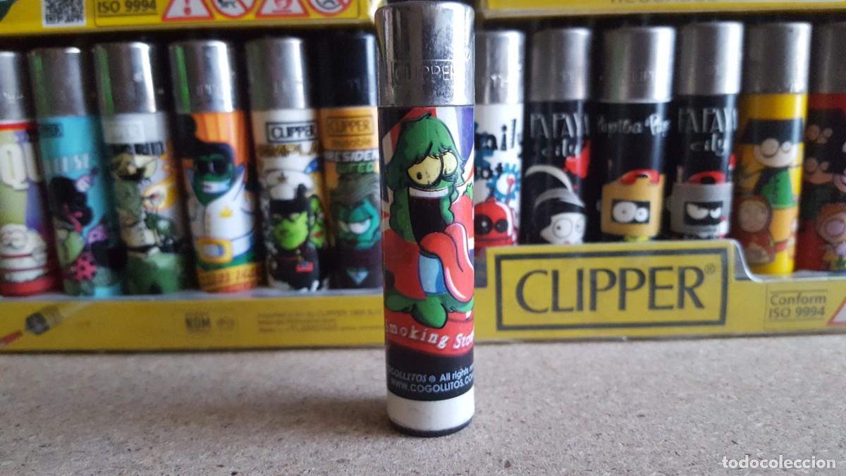 Mecheros: Mechero/encendedor Clipper lighter colecci&oacute;n Cogollitos. Smoking Stones, parodia Rolling Stones.