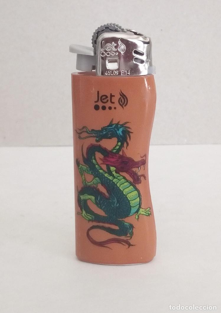 Briquets: Mechero Encendedor Jet - Fondo Naranja Dibujo Drag&oacute;n