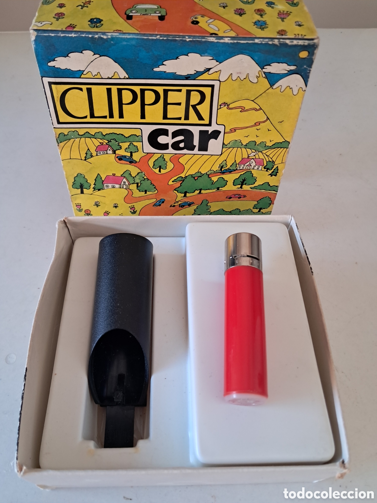 Briquets: ANTIGUO CLIPPER CAR SOPORTE PARA MECHEROS CLIPPER Y CAJA ORIGINAL A&Ntilde;OS 70