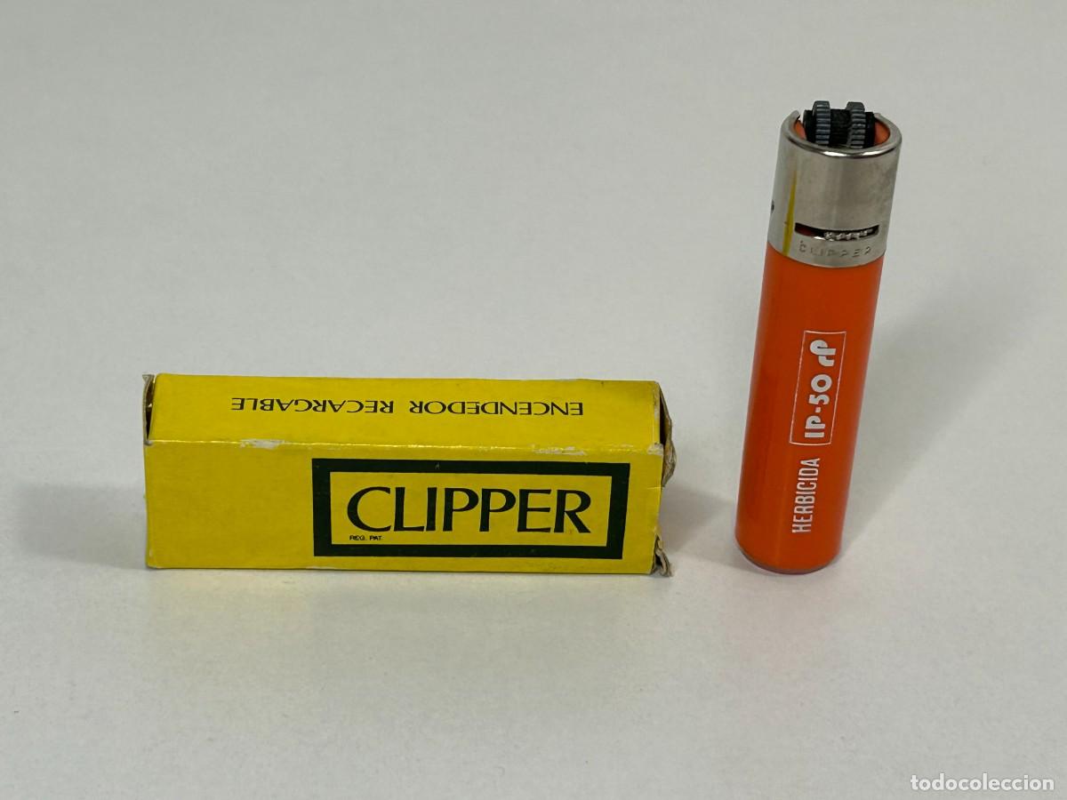 Mecheros: ANTIGUO MECHERO CLIPPER CON PUBLICIDAD HERBICIDA IP-50 EN SU CAJA