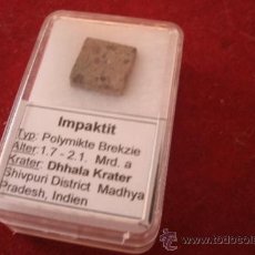 Coleccionismo de minerales: IMPACTITA ENCAPSULADA Y CERTIFICADA DE DHHALA KRATER (INDIA) 100% ORIGINAL-CORTADA EN CUADRADO