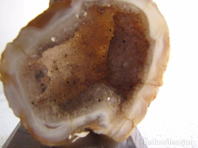 Coleccionismo de minerales: Geoda de agata. Peana Madera - Foto 2