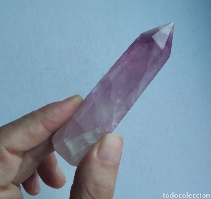 punta mineral cristal fluorita violeta facetado en todocoleccion - 212878216