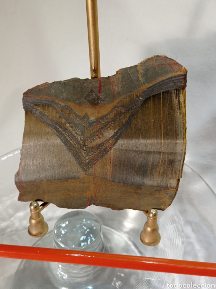 Coleccionismo de minerales: PLACA DE OJO DE TIGRE 9 CM - Foto 2