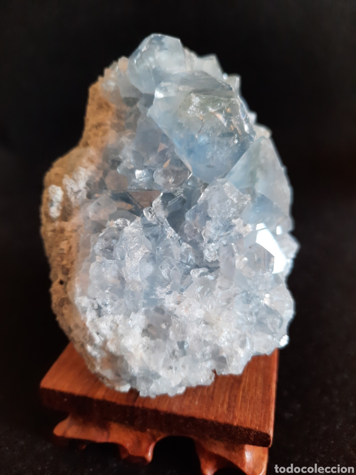 Coleccionismo de minerales: Celestina 767gr con base de madera. - Foto 4