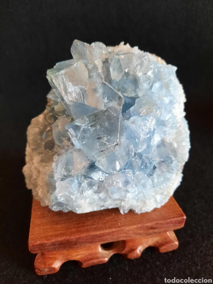 Coleccionismo de minerales: Celestina 767gr con base de madera. - Foto 8
