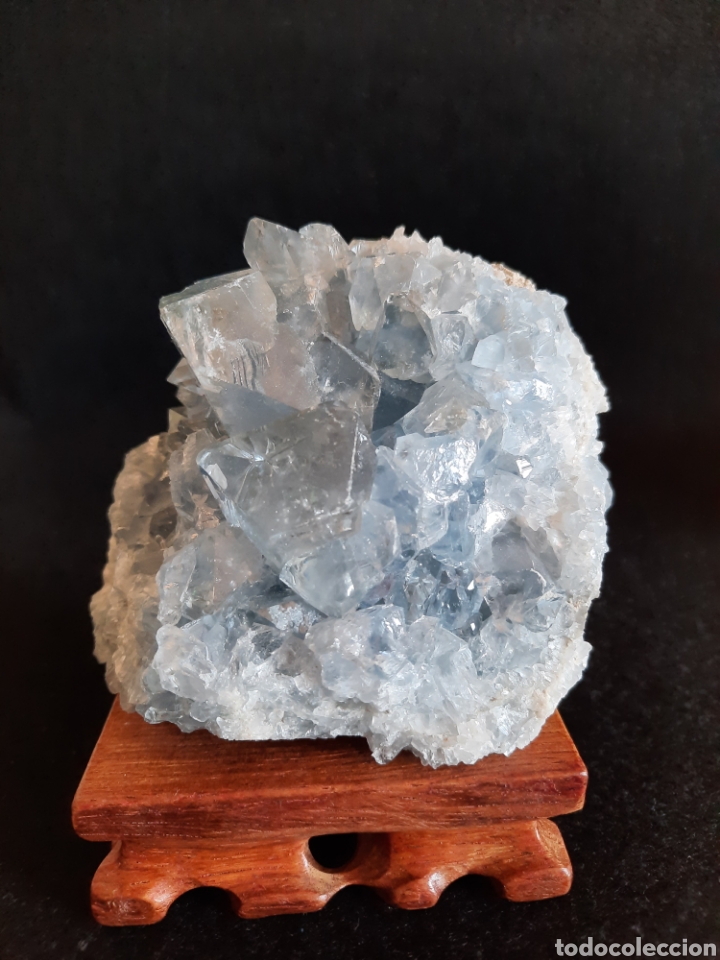 Coleccionismo de minerales: Celestina 767gr con base de madera. - Foto 1