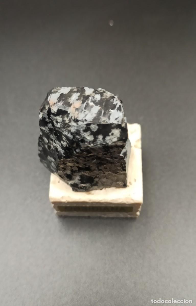 Coleccionismo de minerales: Obsidiana nevada con base - Foto 2