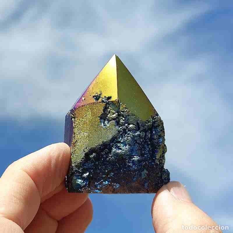 Coleccionismo de minerales: Punta de Cuarzo Titanio Arco&iacute;ris 6,2cm - Foto 5