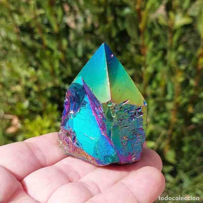 Coleccionismo de minerales: Punta de Cuarzo Titanio Arco&iacute;ris 6,2cm - Foto 6