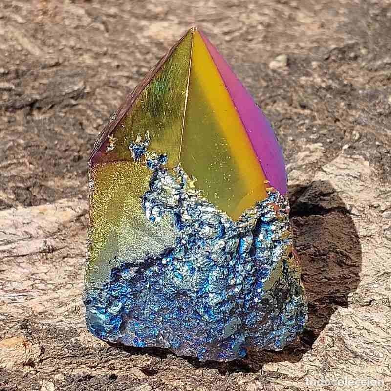 Coleccionismo de minerales: Punta de Cuarzo Titanio Arco&iacute;ris 6,2cm - Foto 7