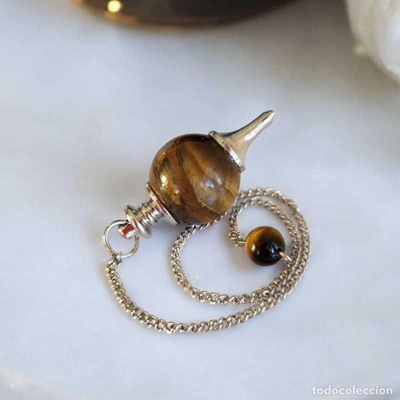 Coleccionismo de minerales: P&eacute;ndulo con Esfera de Ojo de Tigre de 2cm - Foto 1