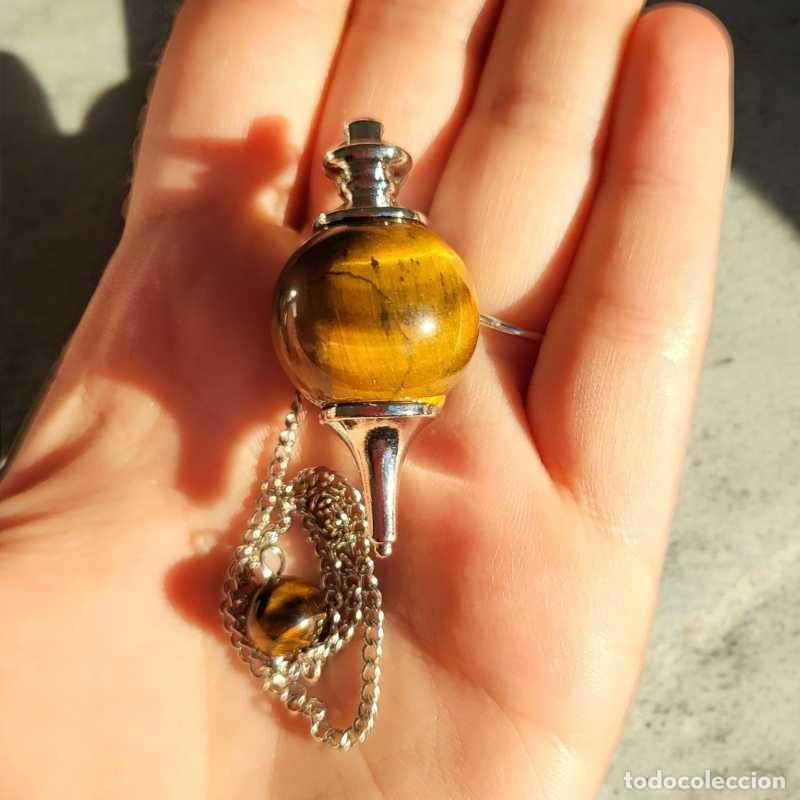 Coleccionismo de minerales: P&eacute;ndulo con Esfera de Ojo de Tigre de 2cm - Foto 2