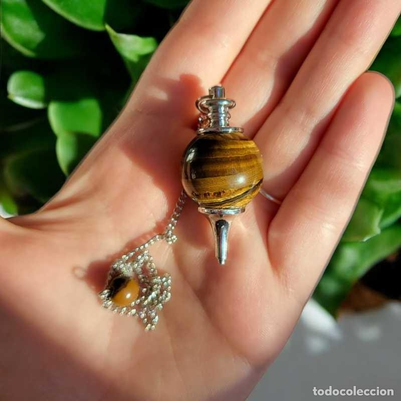 Coleccionismo de minerales: P&eacute;ndulo con Esfera de Ojo de Tigre de 2cm - Foto 4