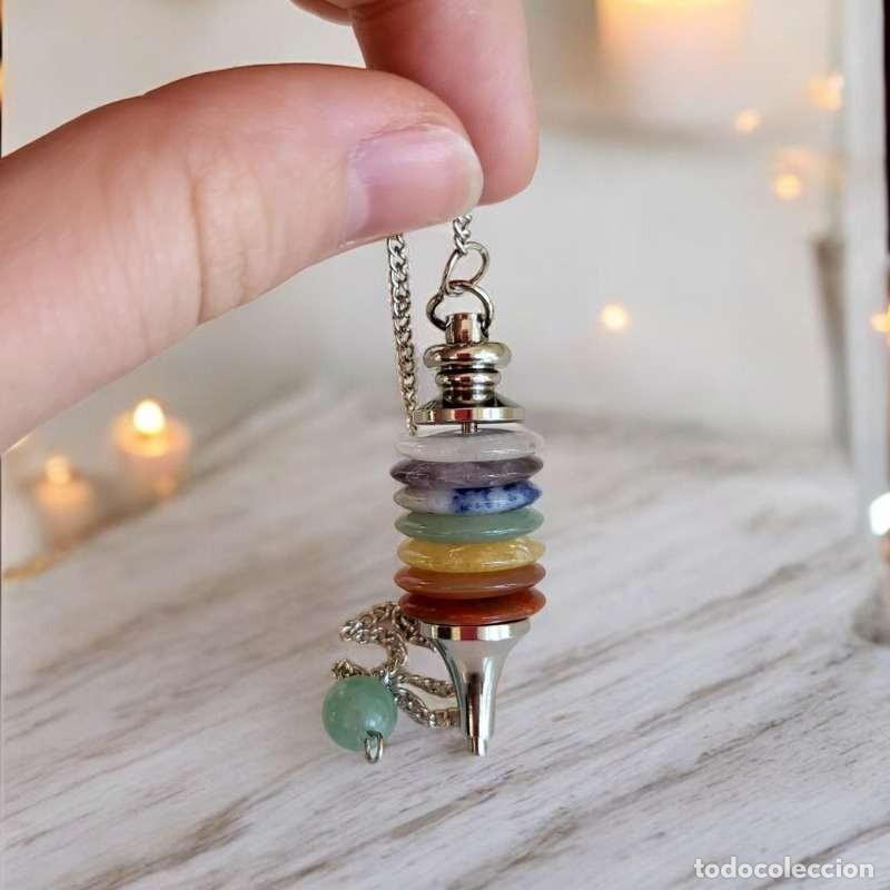Coleccionismo de minerales: P&eacute;ndulo 7 Chakras con Discos de Minerales - Foto 1