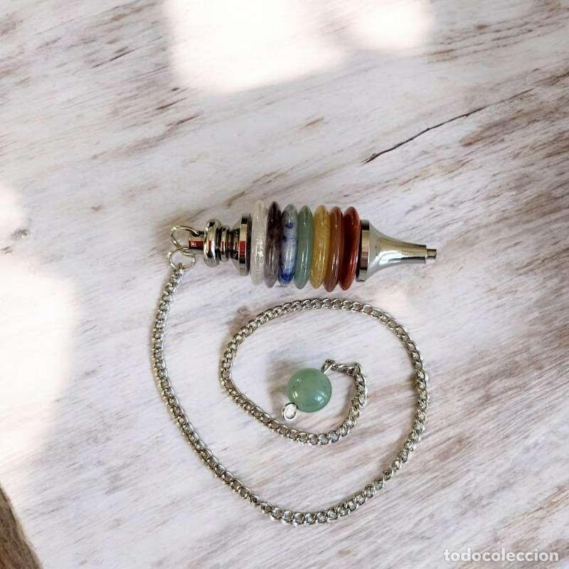 Coleccionismo de minerales: P&eacute;ndulo 7 Chakras con Discos de Minerales - Foto 2