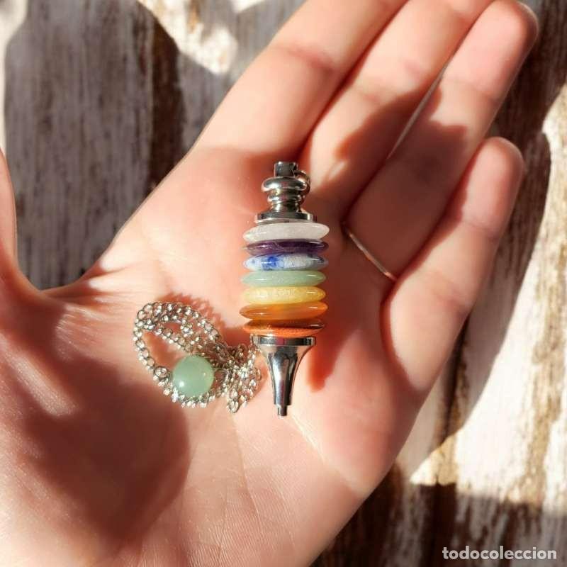 Coleccionismo de minerales: P&eacute;ndulo 7 Chakras con Discos de Minerales - Foto 3