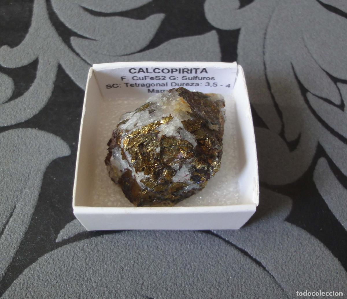 Coleccionismo de minerales: MINERAL CALCOPIRITA MINERALES EN CAJA 4X4 CM