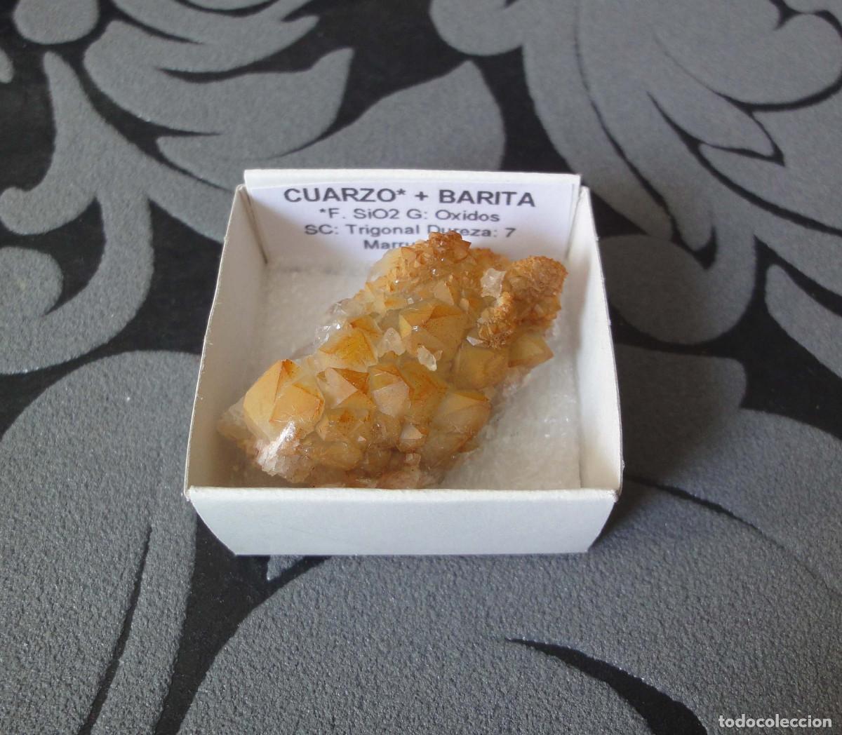 Coleccionismo de minerales: MINERAL CUARZO Y BARITA MINERALES EN CAJA 4X4 CM