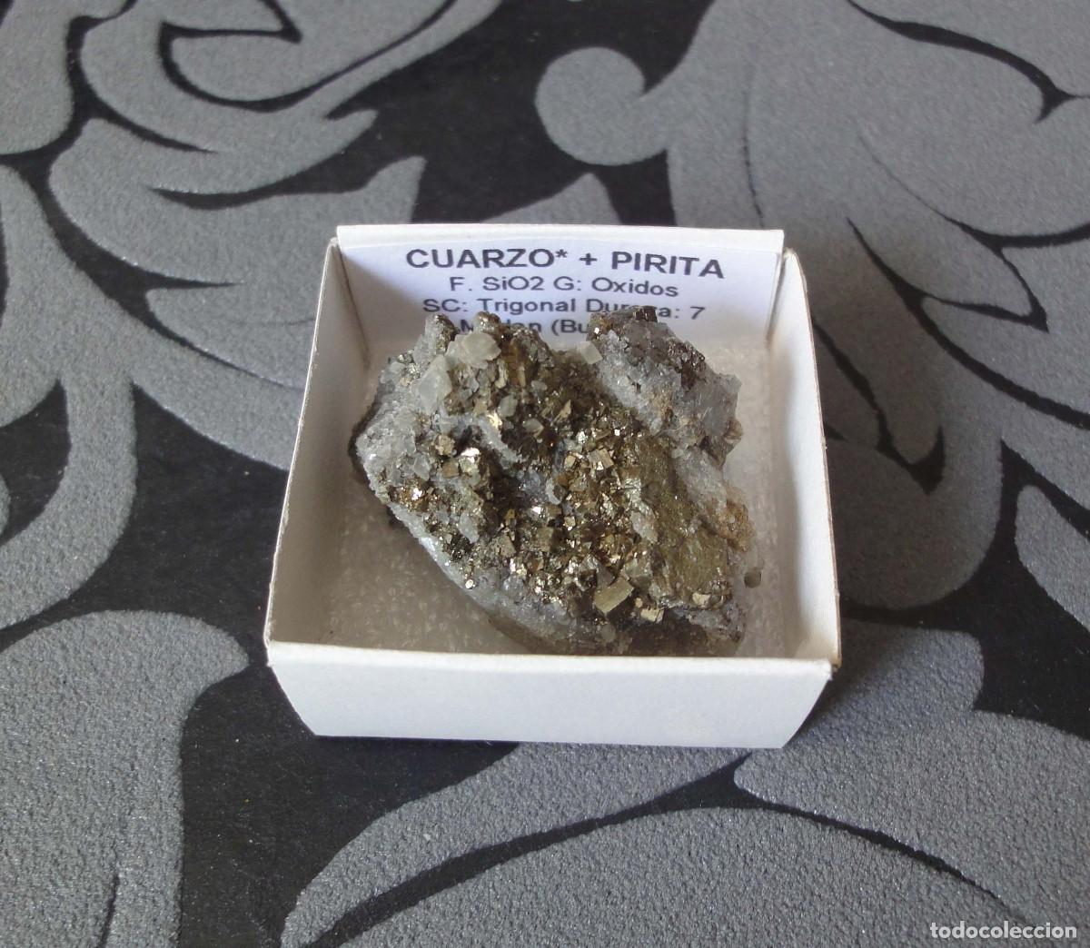 Coleccionismo de minerales: MINERAL CUARZO Y PIRITA MINERALES EN CAJA 4X4 CM