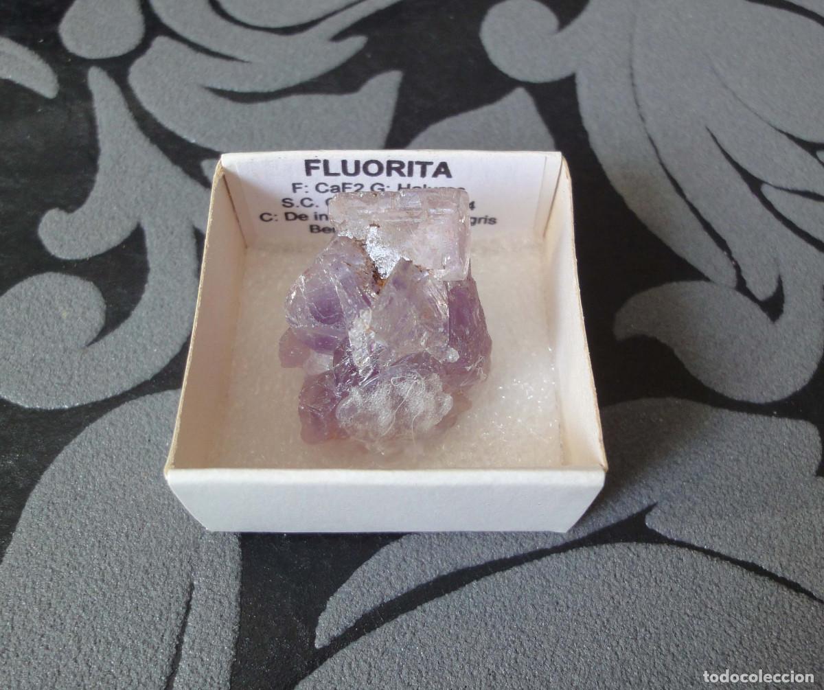 Coleccionismo de minerales: MINERAL FLUORITA MINERALES EN CAJA 4X4 CM