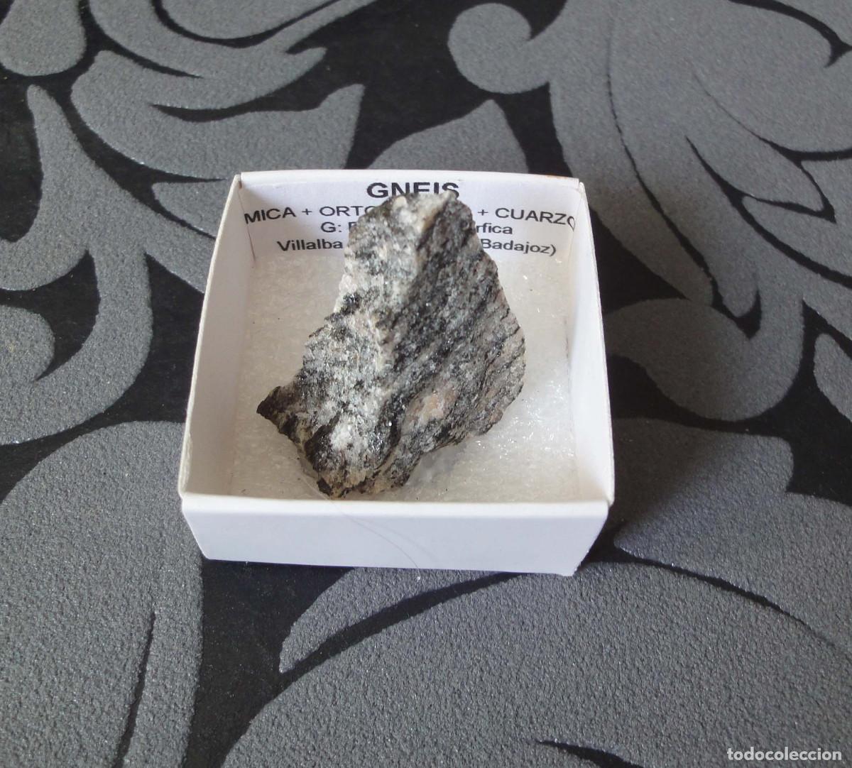 Coleccionismo de minerales: MINERAL ROCAS GNEIS MINERALES EN CAJA 4X4 CM