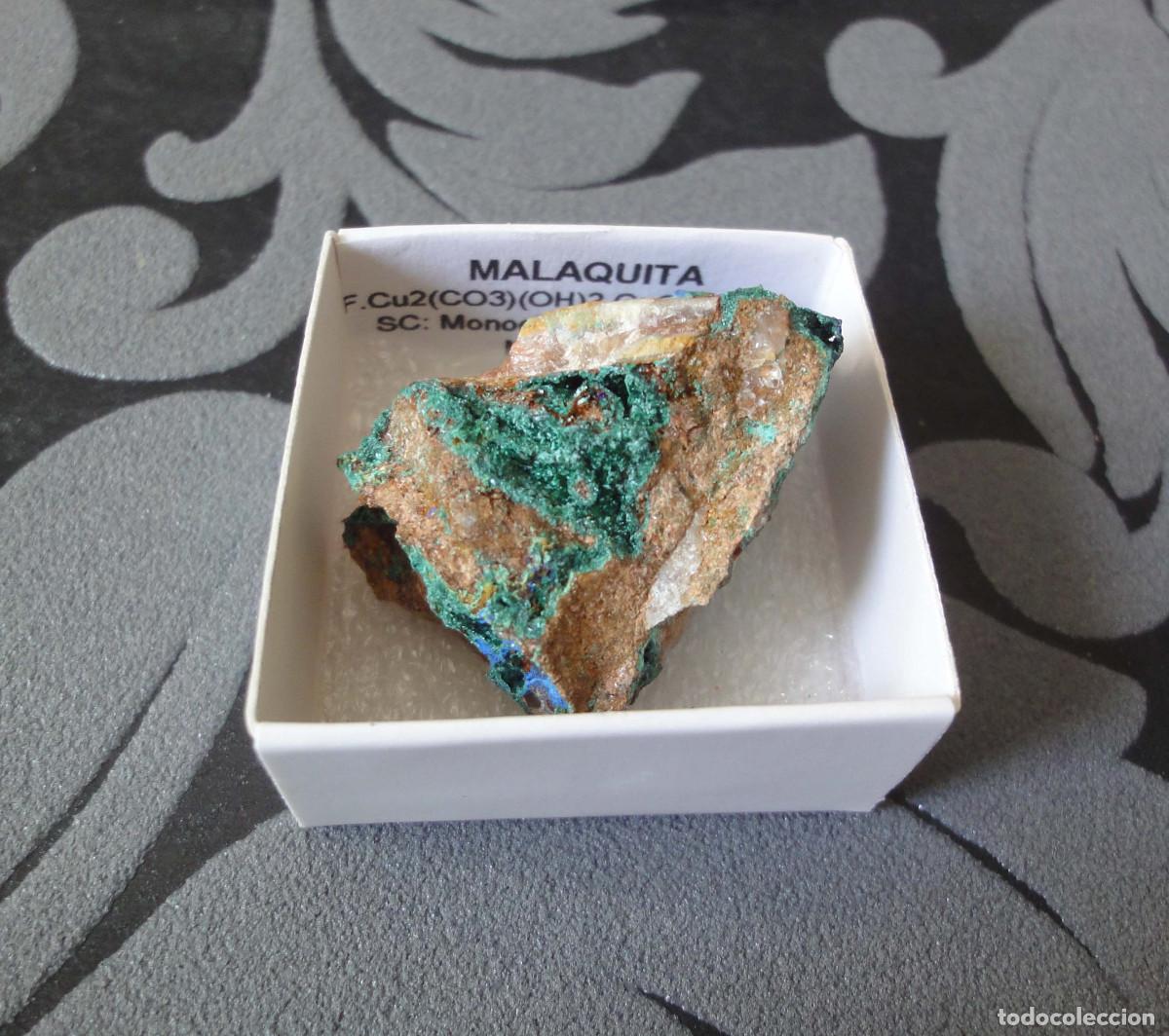 Coleccionismo de minerales: MINERAL MALAQUITA MINERALES EN CAJA 4X4 CM