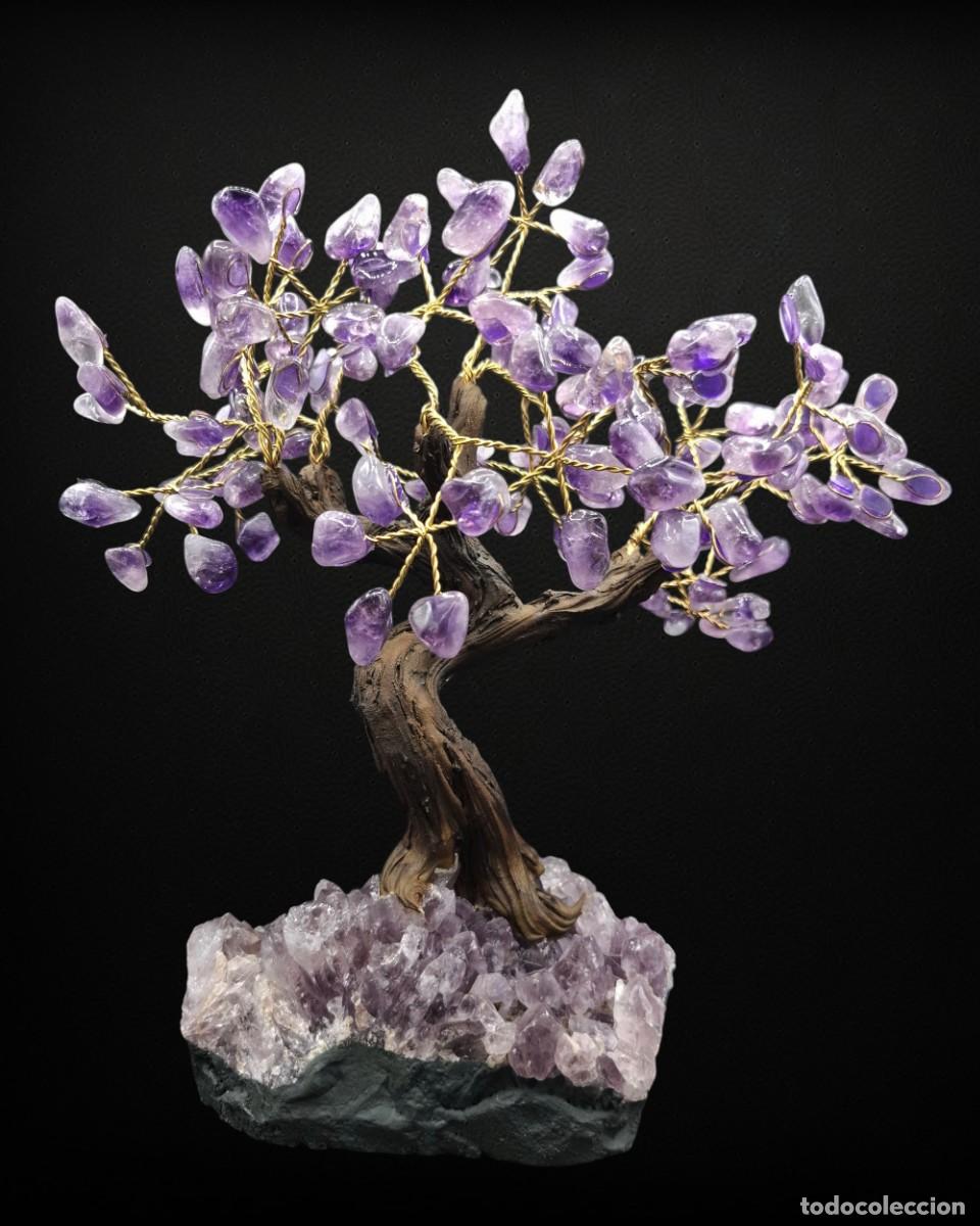 Coleccionismo de minerales: + MUY DECORATIVO ARBOL DE AMATISTAS ENGARZADAS SOBRE PIEDRA AMATISTA