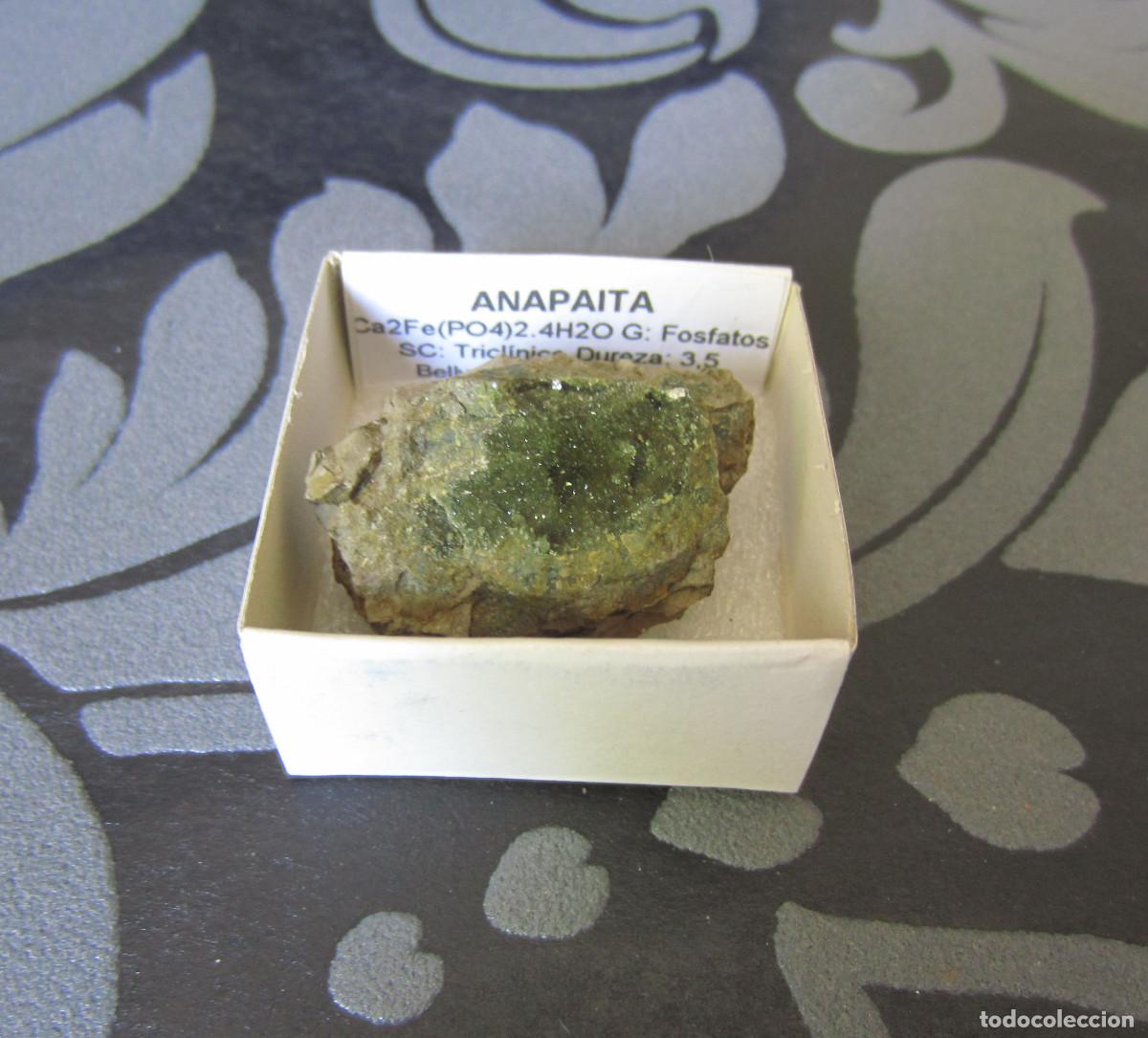 Coleccionismo de minerales: MINERAL ANAPAITA MINERALES EN CAJA 4X4 CM