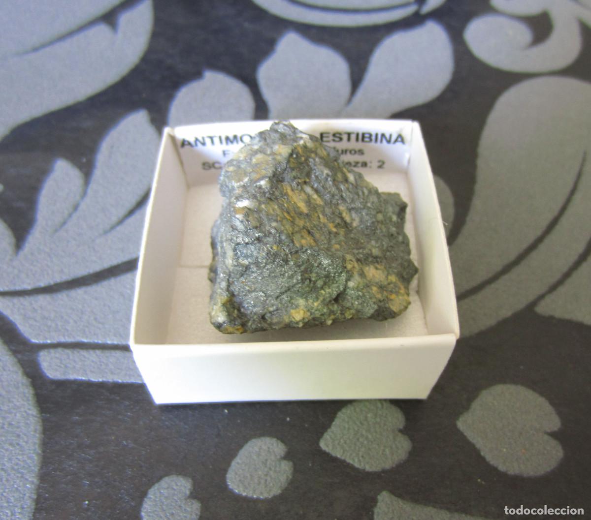 Coleccionismo de minerales: MINERAL ANTIMONITA MINERALES EN CAJA 4X4 CM