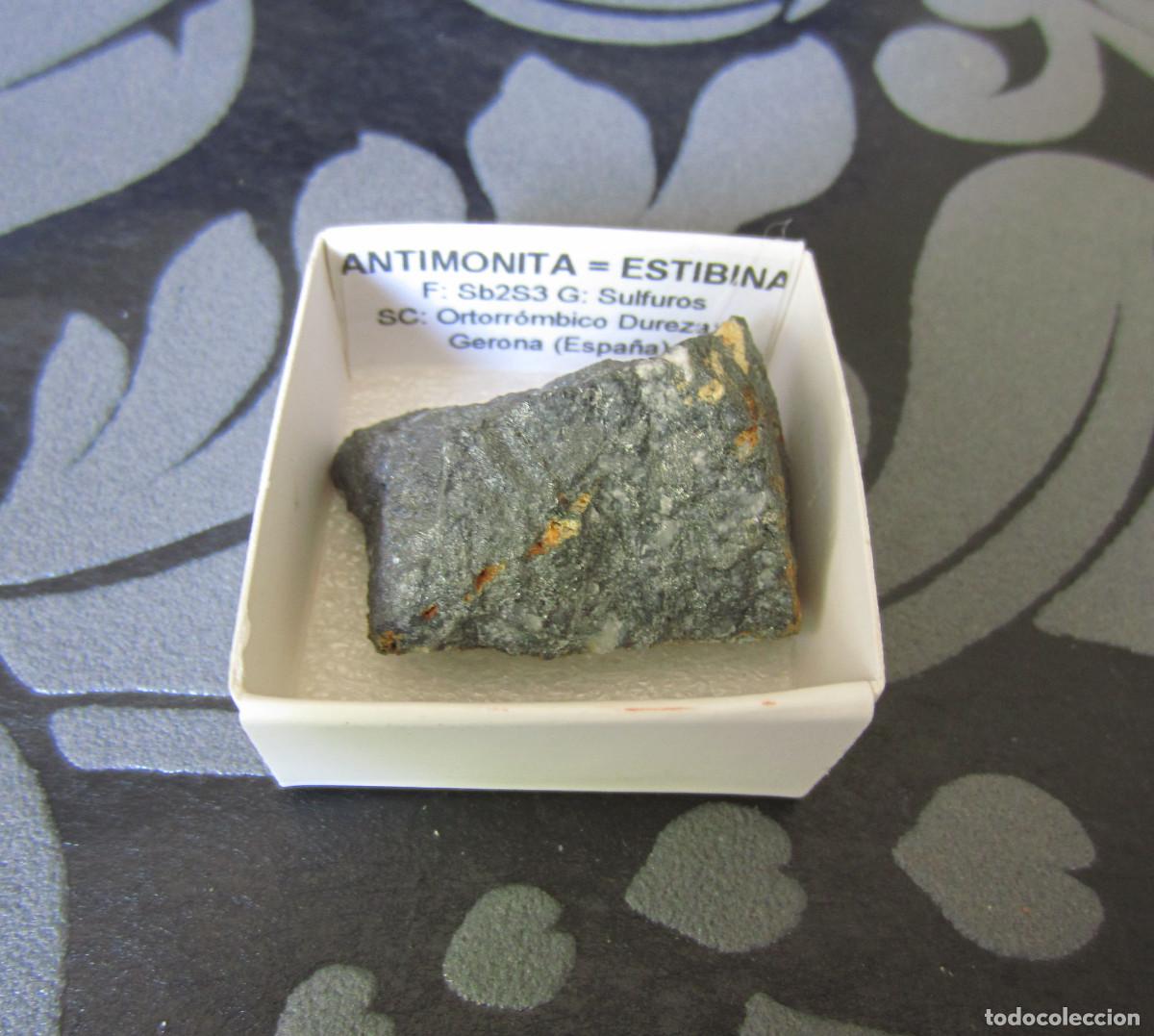 Coleccionismo de minerales: MINERAL ANTIMONITA MINERALES EN CAJA 4X4 CM