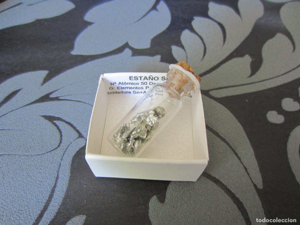 Coleccionismo de minerales: MINERAL ELEMENTOS ESTA&Ntilde;O MINERALES EN CAJA 4X4 CM