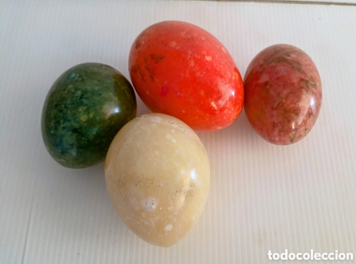 Coleccionismo de minerales: Lote de 4 huevos decorativos de marmol/granito