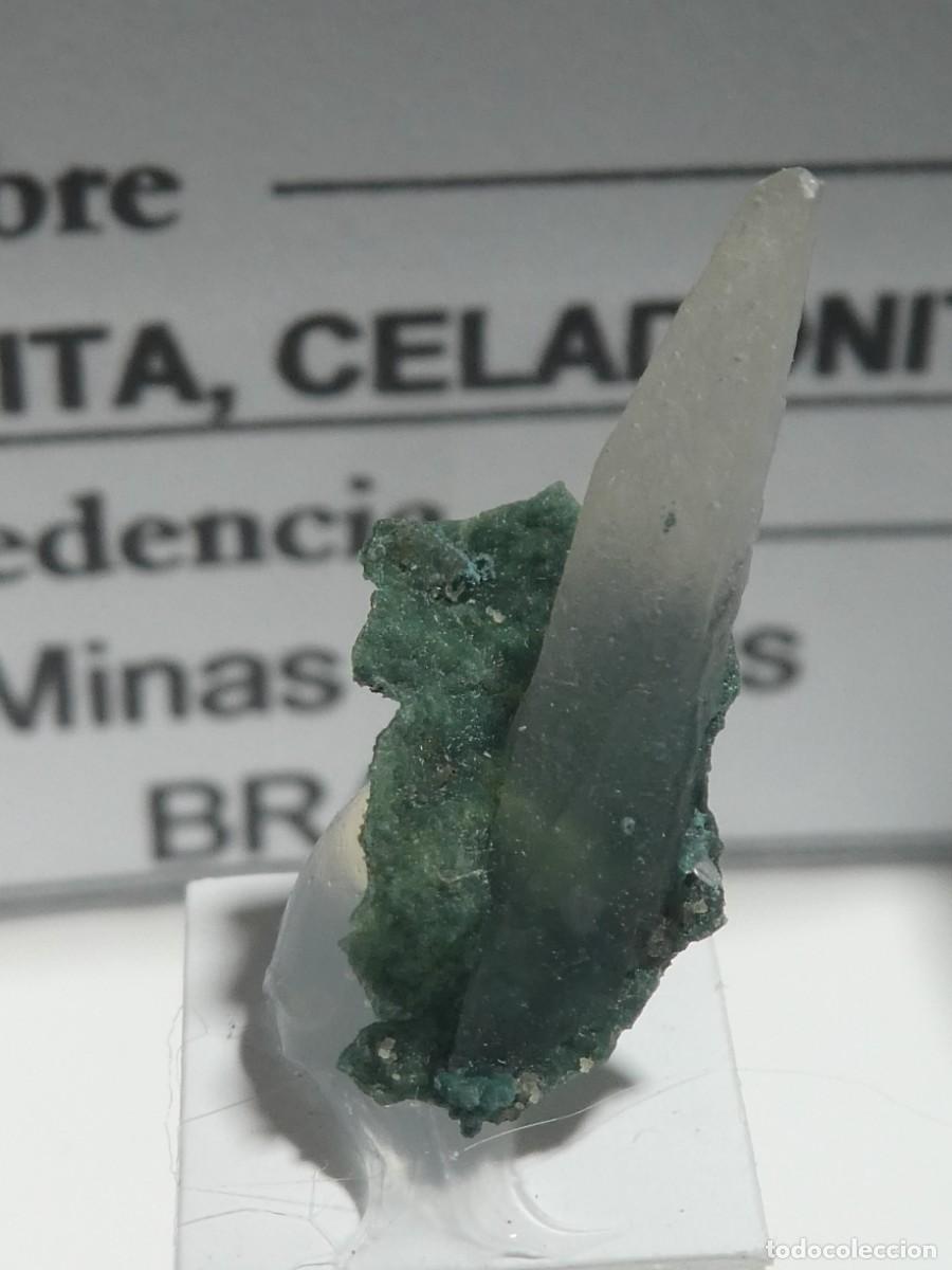 Coleccionismo de minerales: (116) CALCITA SOBRE CELADONITA, FLUORESCENTE! BRASIL.