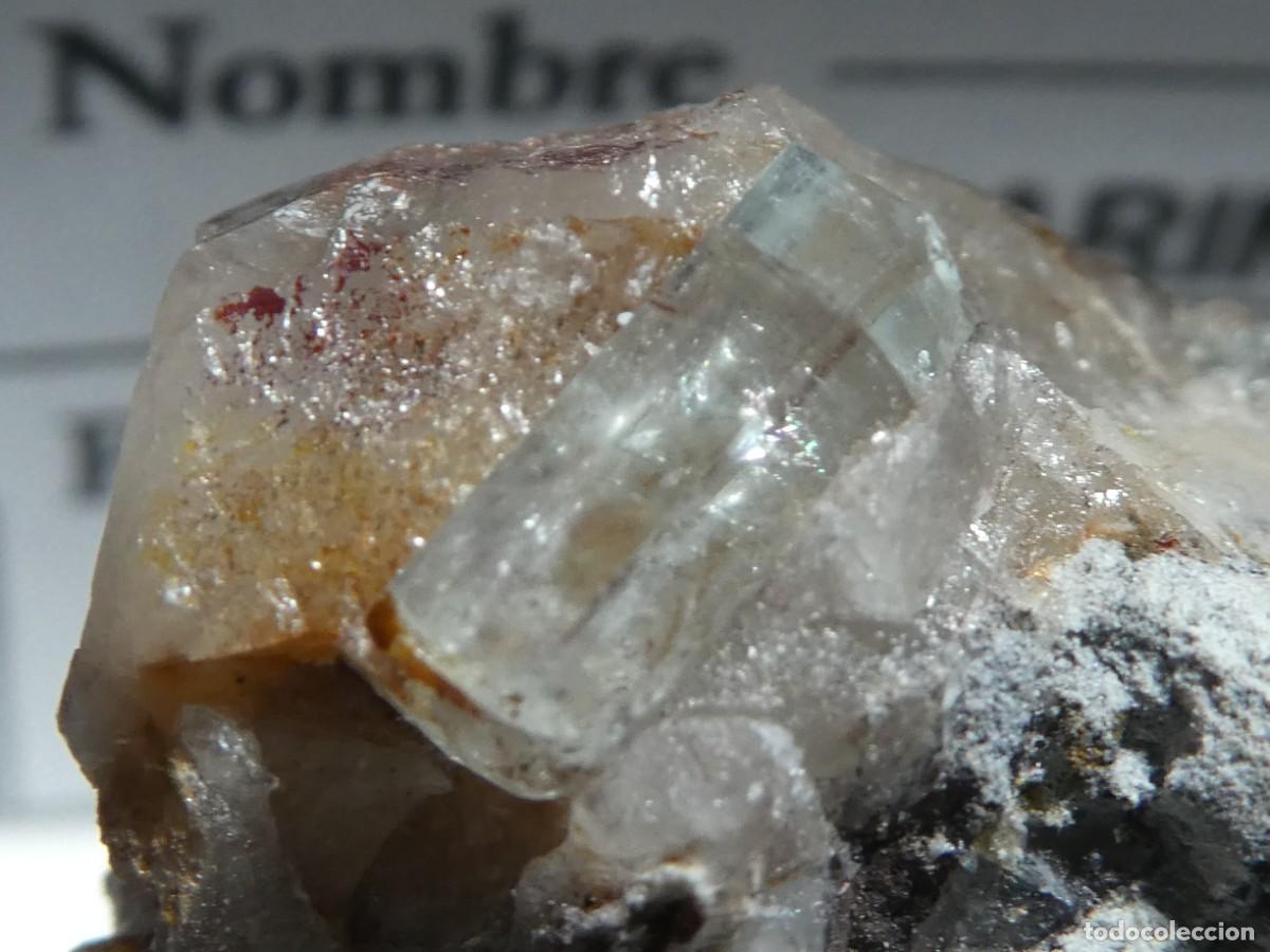 Coleccionismo de minerales: (139) AGUAMARINA SOBRE CUARZO. BADAJOZ, ESPA&Ntilde;A.