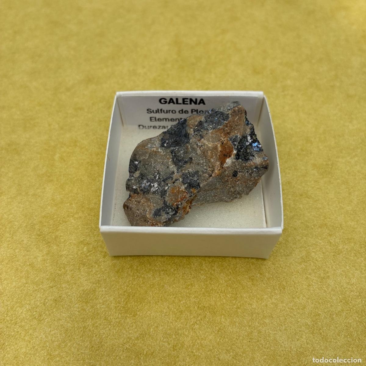 Coleccionismo de minerales: MINERAL GALENA MINERALES EN CAJA DE 4x4CM