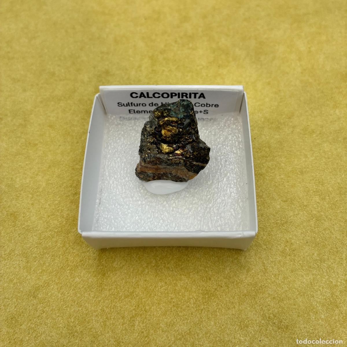 Coleccionismo de minerales: MINERAL CALCOPIRITA MINERALES EN CAJA DE 4x4CM