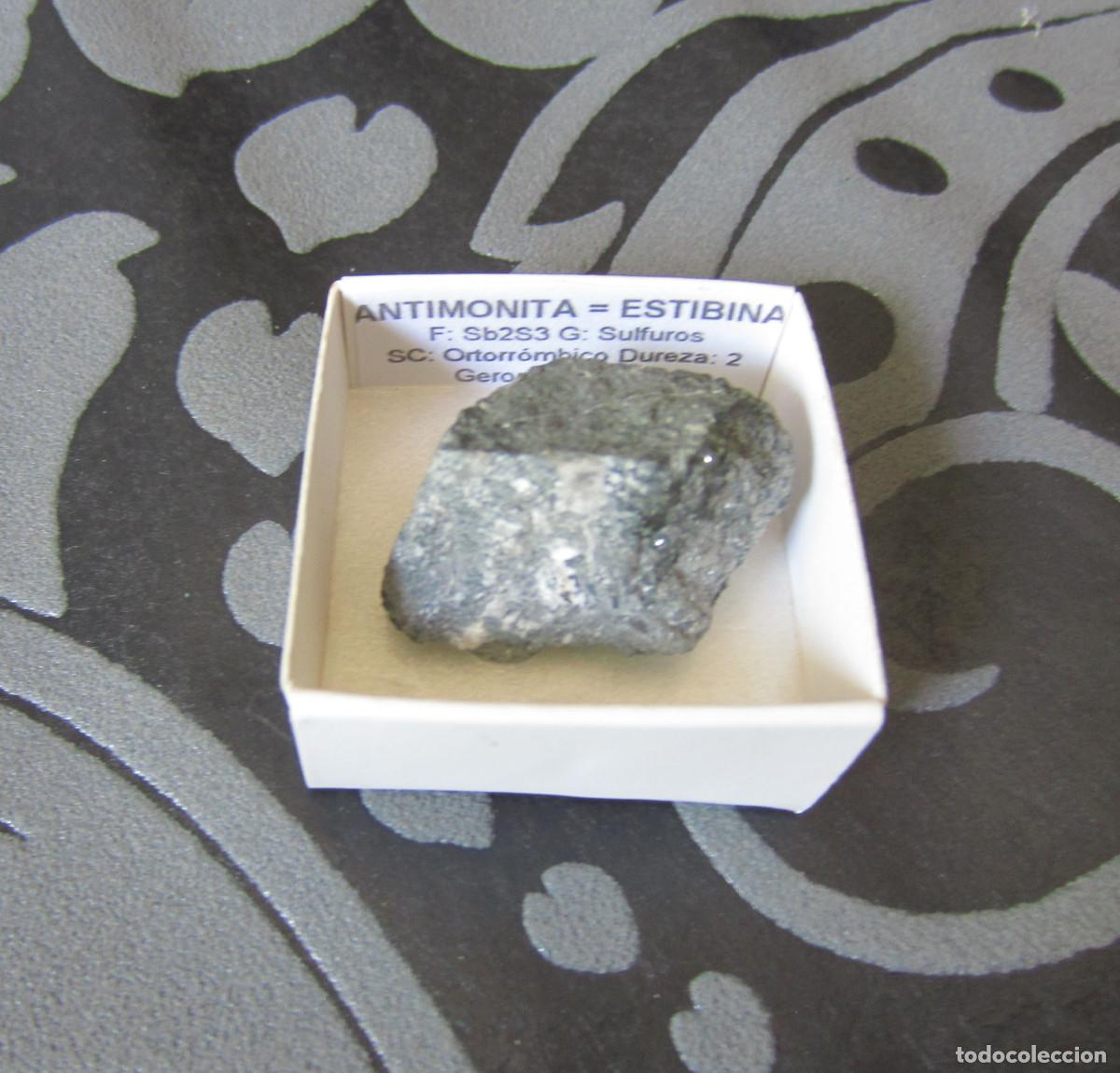Coleccionismo de minerales: MINERAL ANTIMONITA MINERALES EN CAJA 4X4 CM