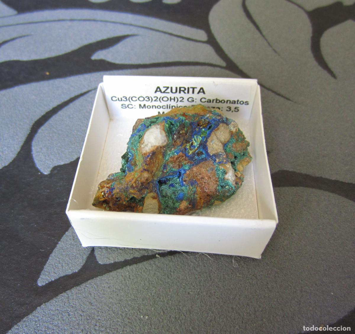 Coleccionismo de minerales: MINERAL AZURITA MINERALES EN CAJA 4X4 CM