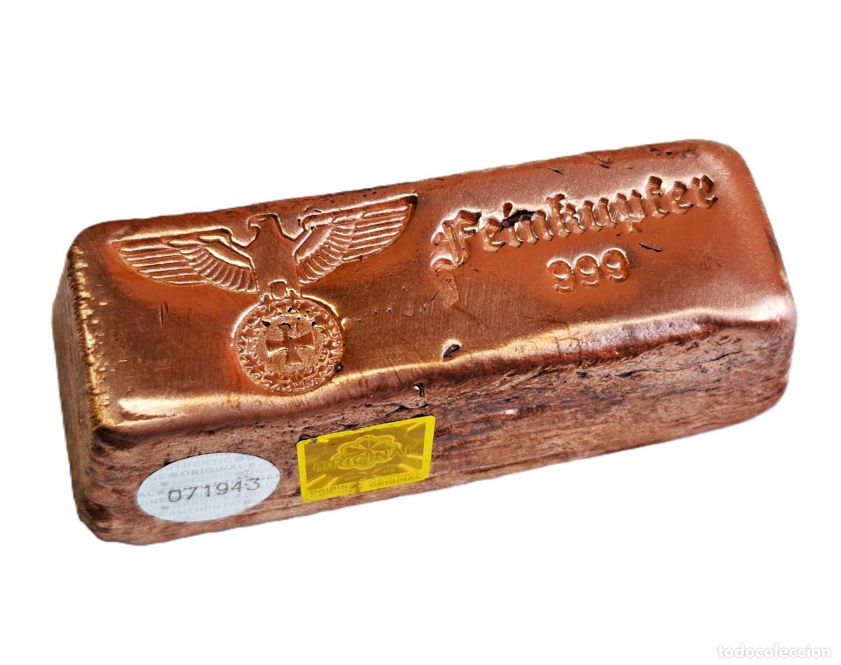 Coleccionismo de minerales: LINGOTE DE COBRE FUNDIDO MACIZO DE 508.O2.KG - GRABADO RELIEVE &ldquo;Feinkupfer 999&rdquo; AGUILA ALEMANIA