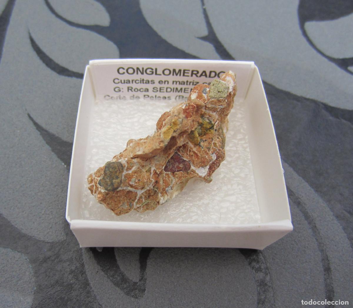 Coleccionismo de minerales: MINERAL ROCAS CONGLOMERADO MINERALES EN CAJA 4X4 CM