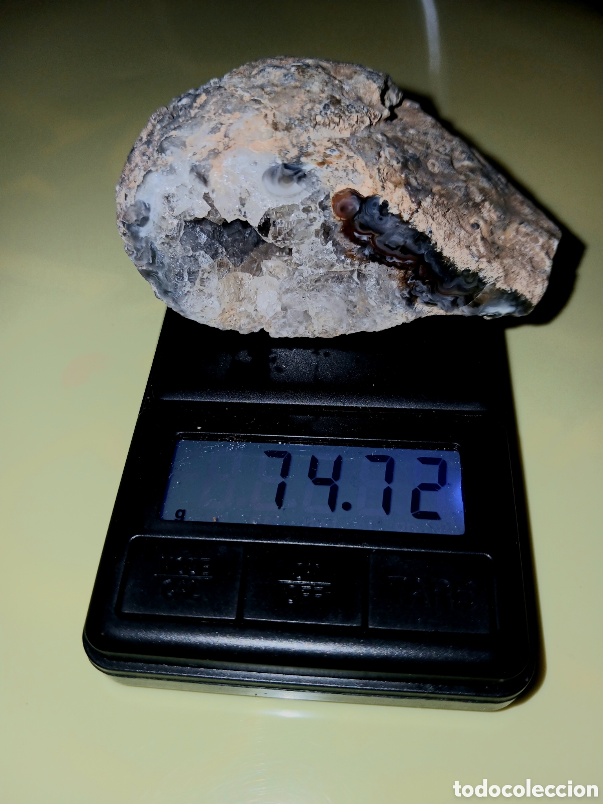 Coleccionismo de minerales: N&oacute;dulo De Geoda De &Aacute;gata En Bruto. Mineral De Colecci&oacute;n. 74,72 Gramos