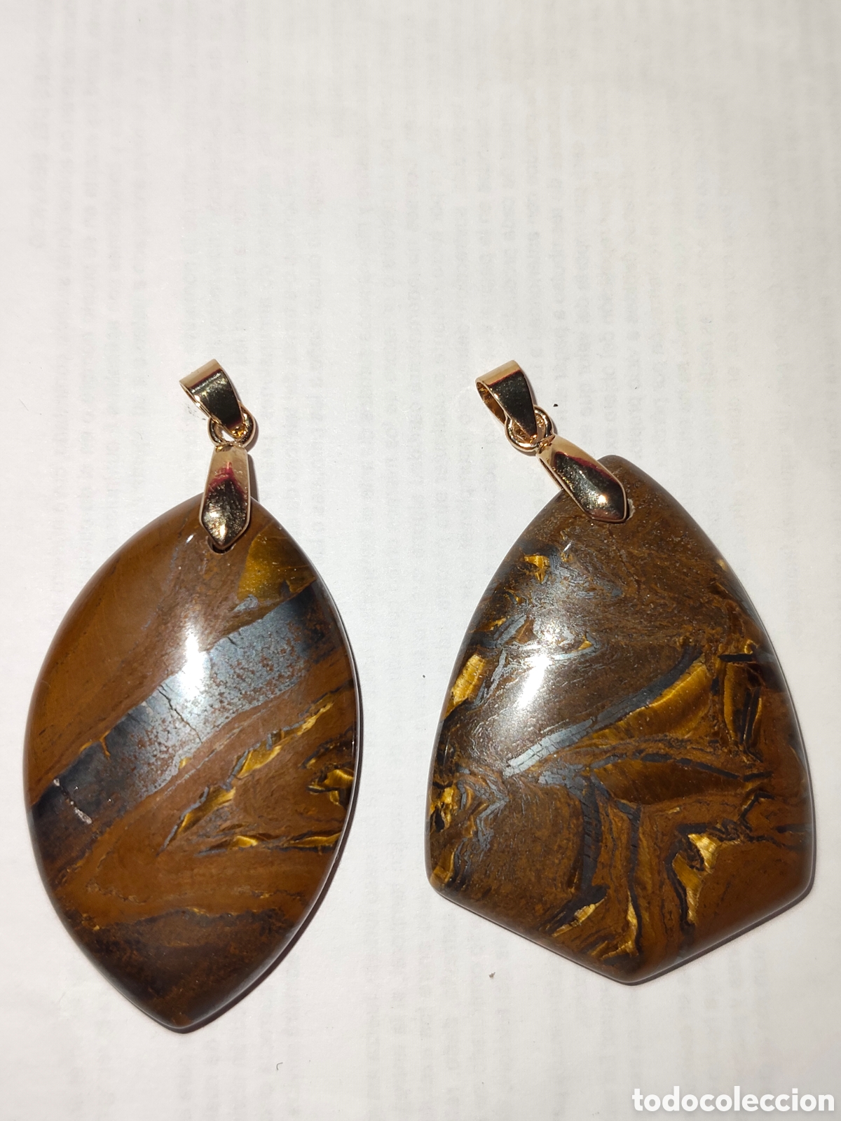 Coleccionismo de minerales: 2 Colgantes naturales Ojo de Tigre vibraciones positivas