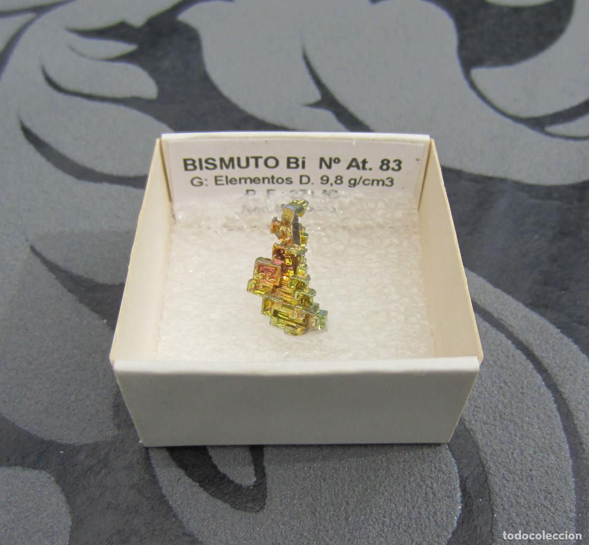 Coleccionismo de minerales: MINERAL ELEMENTOS BISMUTO MINERALES EN CAJA 4X4 CM
