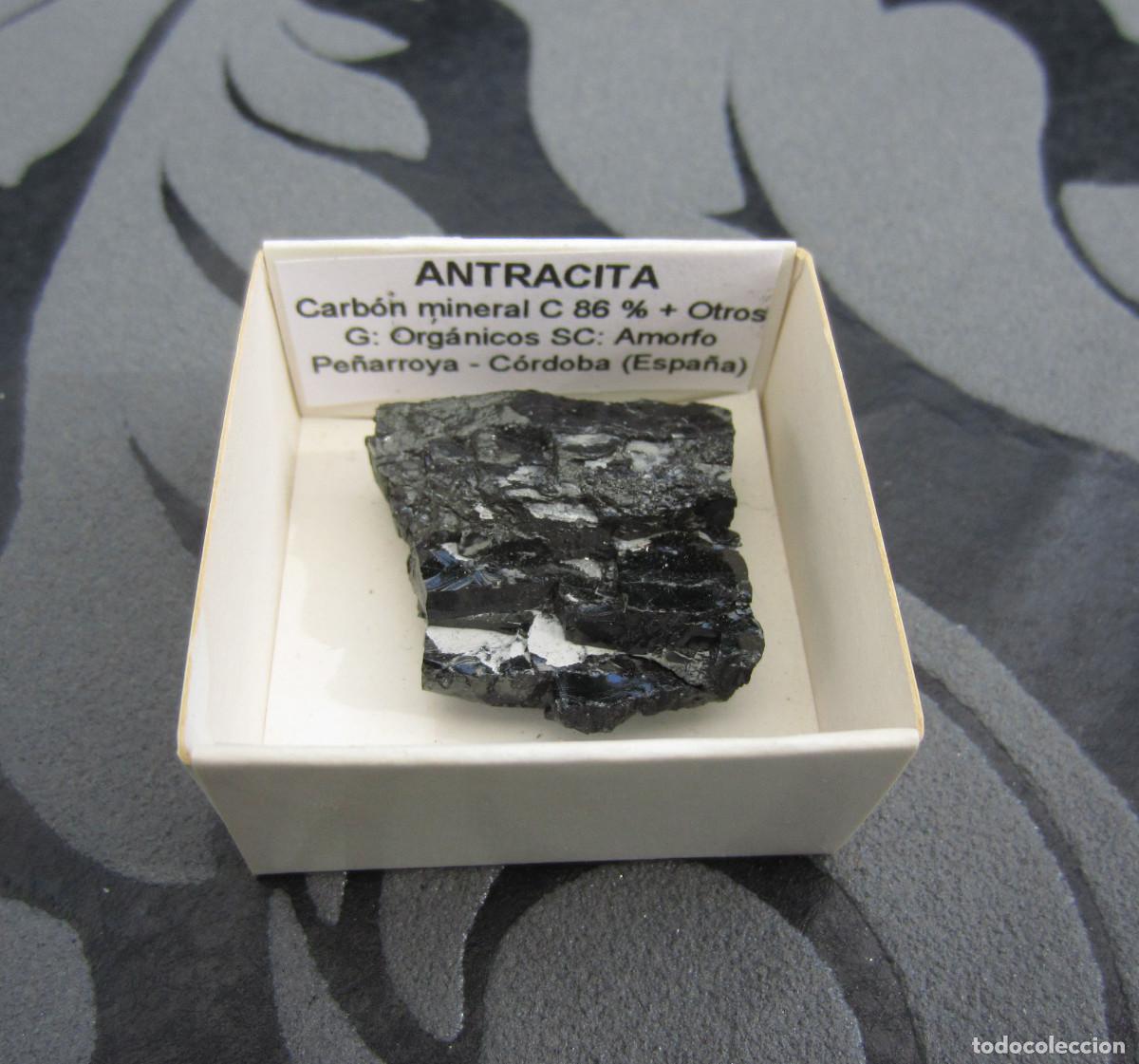 Coleccionismo de minerales: MINERAL ANTRACITA MINERALES EN CAJA 4X4 CM